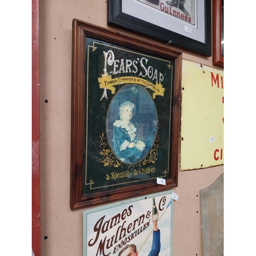 18 - Pears Soap advertising sign on reverse painted glass in wooden frame. {51 cm H x 41 cm W}.