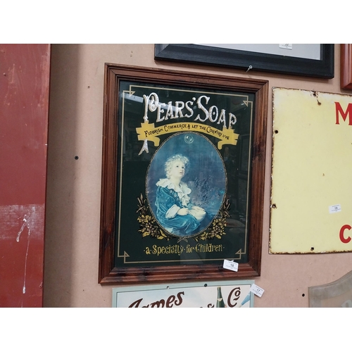 18 - Pears Soap advertising sign on reverse painted glass in wooden frame. {51 cm H x 41 cm W}.