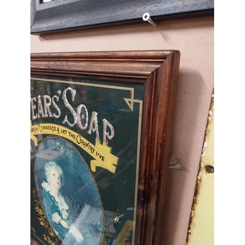 18 - Pears Soap advertising sign on reverse painted glass in wooden frame. {51 cm H x 41 cm W}.