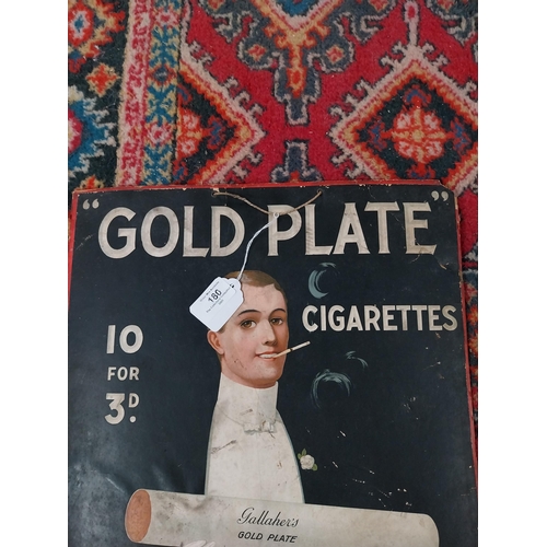 180 - Gallaher's Gold Plate Cigarettes cardboard showcard. {49 cm h x 47 cm W}.