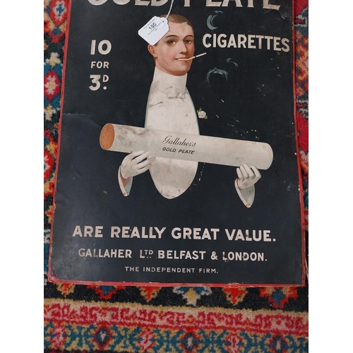 180 - Gallaher's Gold Plate Cigarettes cardboard showcard. {49 cm h x 47 cm W}.