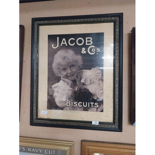 183 - Framed Jacob and Co's original showcard in original stamped frame. {69 cm H x 47 cm W].