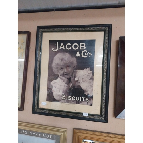 183 - Framed Jacob and Co's original showcard in original stamped frame. {69 cm H x 47 cm W].