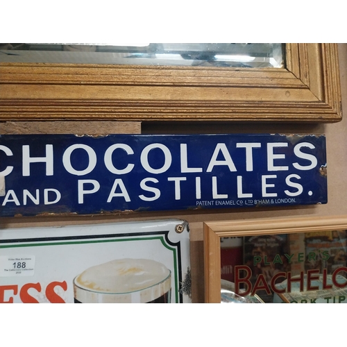 186 - Rowntree's Chocolates and Pastilles enamel advertising sign. {9 cm H x 90 cm W}.