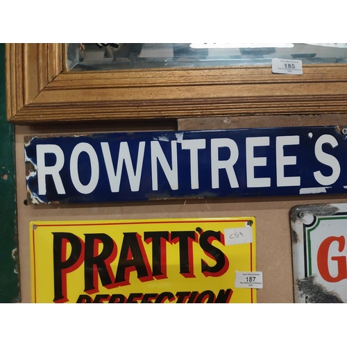 186 - Rowntree's Chocolates and Pastilles enamel advertising sign. {9 cm H x 90 cm W}.