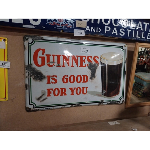 188 - Rare Guinness is Good for You enamel adverising sign. {26 cm H x 40 cm W}.