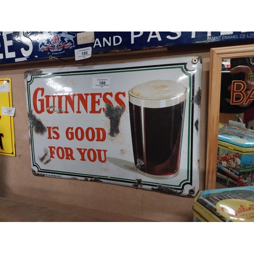 188 - Rare Guinness is Good for You enamel adverising sign. {26 cm H x 40 cm W}.