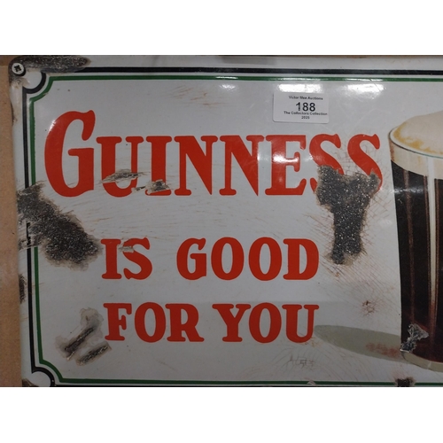 188 - Rare Guinness is Good for You enamel adverising sign. {26 cm H x 40 cm W}.