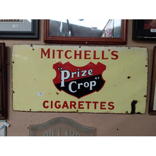 19 - Enamel Mitchell�s Prize Crop Cigarettes advertising sign. {45 cm H x 91 cm W}.