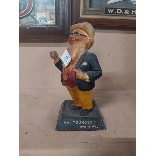 190 - Get Younger Everyday William Younger rubberoid advertising figure. {22 cm H x 10 cm W x 10 cm D}.