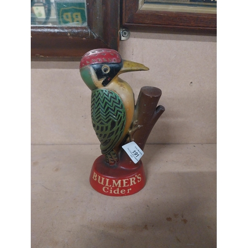 191 - Bulmers Cider rubberoid Woodpecker advertising figure. {20 cm H x 9 cm W x 3 cm D}.