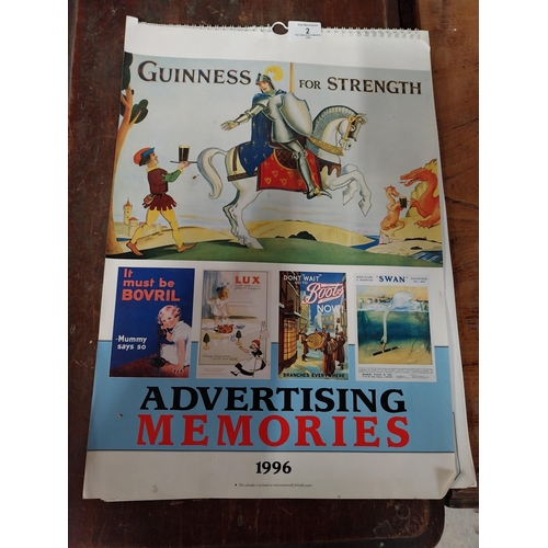 2 - 1996 Guinness calendar {50 cm H x 35 cm W}  and four Guinness postcards.