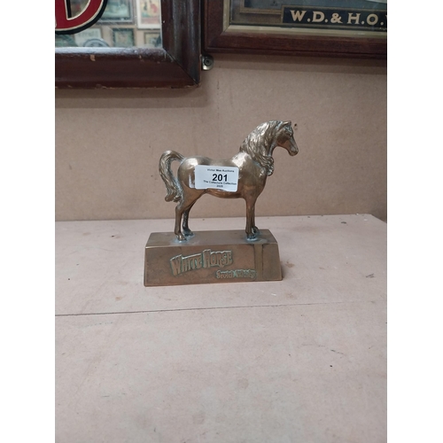 201 - Rare brass White Horse advertising figure. {15cm H x 12cm W x 5cm D}.