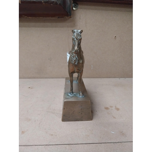 201 - Rare brass White Horse advertising figure. {15cm H x 12cm W x 5cm D}.