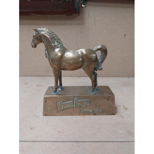 201 - Rare brass White Horse advertising figure. {15cm H x 12cm W x 5cm D}.