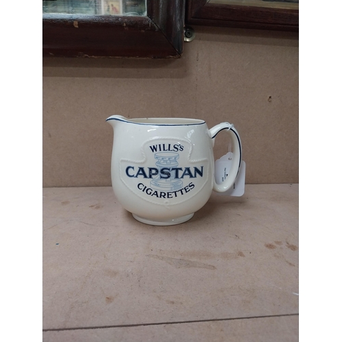 203 - Wills's Capstan advertising water jug. {11 cm H x 16 cm Dia}.