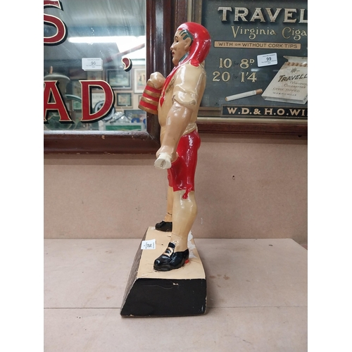 205 - Brewmaster rubberoid adverising figure. {36 cm W x 22 cm W x 10 cm D}.