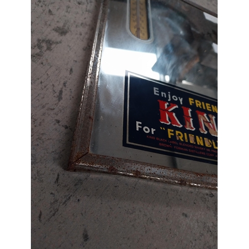 210 - Enjoy Friendly King for friendly flavor advertising mirror and barometer. {36 cm H x 26 cm W}.