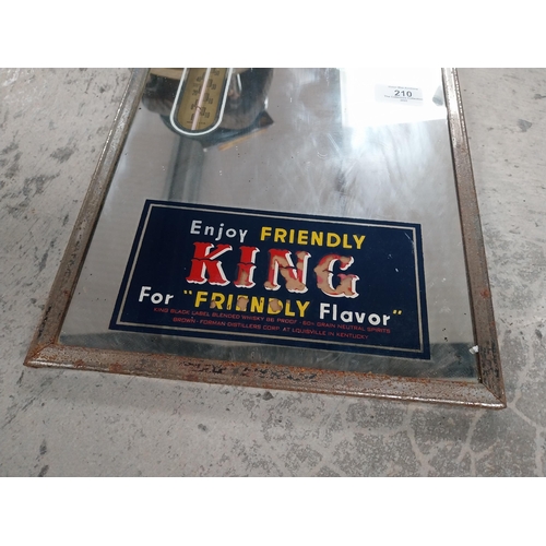 210 - Enjoy Friendly King for friendly flavor advertising mirror and barometer. {36 cm H x 26 cm W}.