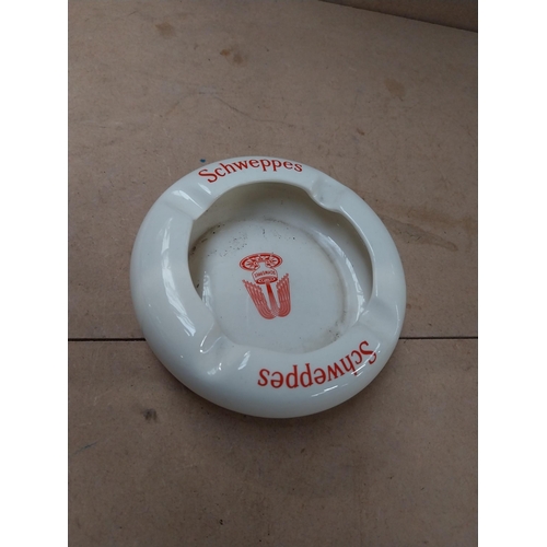 217 - Sandy McDonald Scotch Whiskey Wade ceramic ashtray {4 cm H x 13 cm Dia.} and Schweppes ceramic ashtr... 