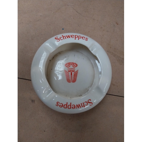 217 - Sandy McDonald Scotch Whiskey Wade ceramic ashtray {4 cm H x 13 cm Dia.} and Schweppes ceramic ashtr... 