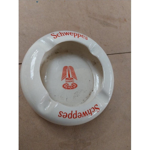 217 - Sandy McDonald Scotch Whiskey Wade ceramic ashtray {4 cm H x 13 cm Dia.} and Schweppes ceramic ashtr... 