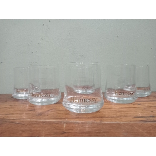 222A - Set of six Hennessy glasses H 10cm x Dia 8cm. NOT AVAILABLE TO VIEW IN PERSON.