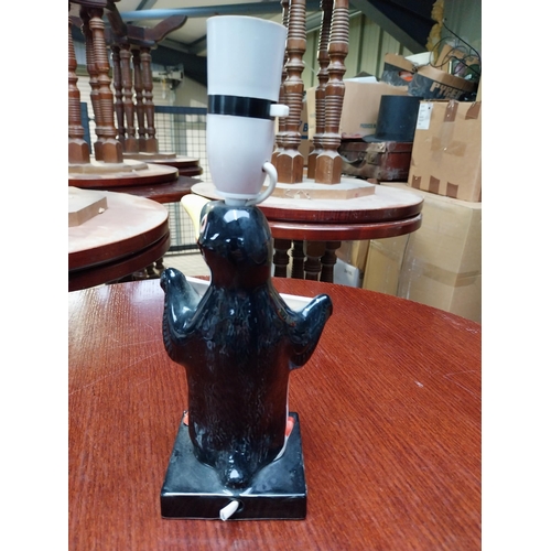 225 - Guinness is Good For You Penguin ceramic Carltonware lamp base. {25 cm H x 11 cm W x 8 cm D}.