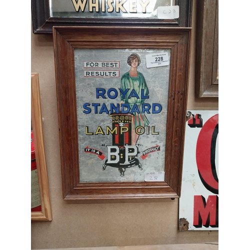 228 - Royal Standard Lamp VP framed advertising mirror {30 cm H x 22 cm W}.