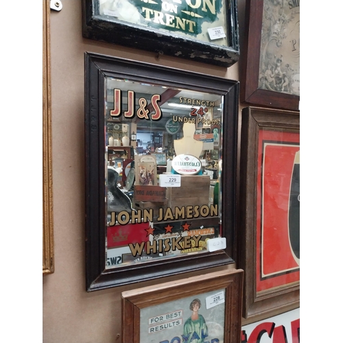 229 - Framed John Jameson Whiskey advertising mirror. {37 cm H x 28 cm W}