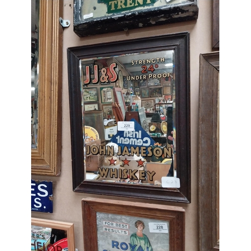 229 - Framed John Jameson Whiskey advertising mirror. {37 cm H x 28 cm W}