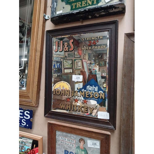 229 - Framed John Jameson Whiskey advertising mirror. {37 cm H x 28 cm W}