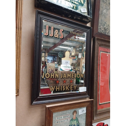 229 - Framed John Jameson Whiskey advertising mirror. {37 cm H x 28 cm W}