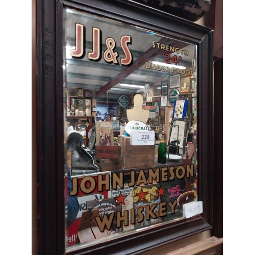 229 - Framed John Jameson Whiskey advertising mirror. {37 cm H x 28 cm W}