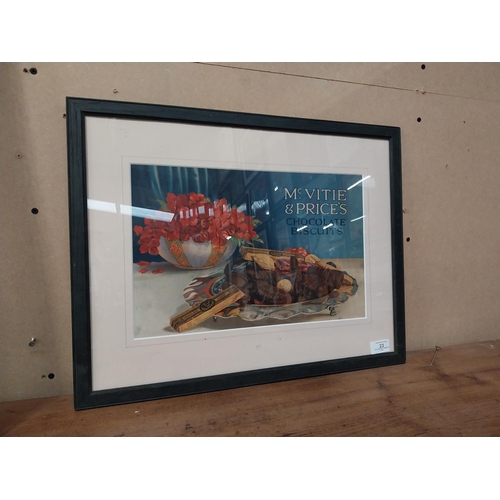 23 - Mc Vities and  Price framed advertising showcard. { 42cm H X 53cm W }.