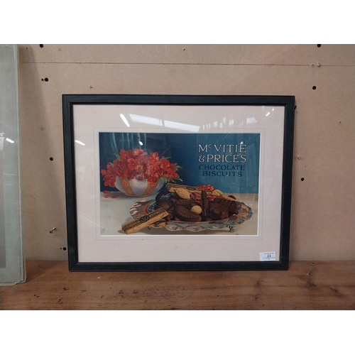 23 - Mc Vities and  Price framed advertising showcard. { 42cm H X 53cm W }.