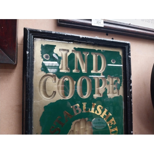 230 - Ind Coope Burton on Trent reverse painted glass framed advertisement. {56 cm H x 30 cm W}.