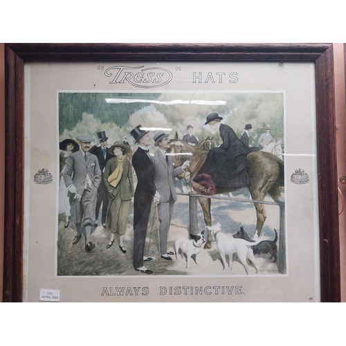 231 - Tress Hats Always Distinctive framed showcard. {66 cm H x 63 cm W}.