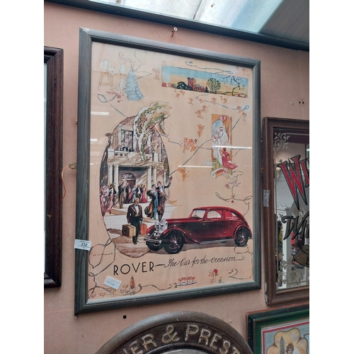 232 - Rover The Car for the Occasion framed advertising print. {64 cm H x 52 cm W}.