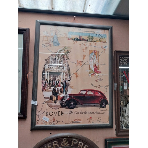 232 - Rover The Car for the Occasion framed advertising print. {64 cm H x 52 cm W}.