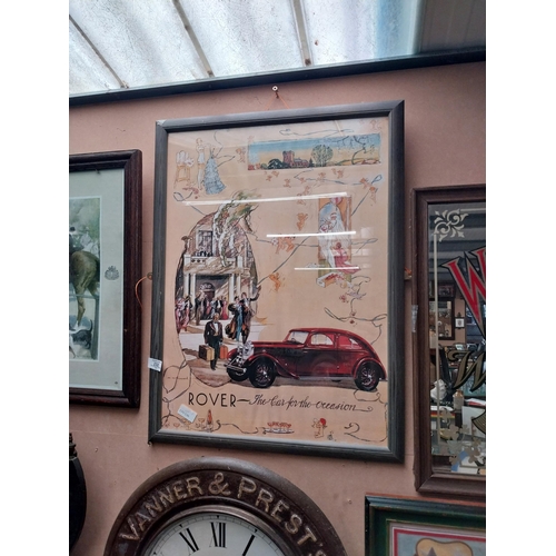 232 - Rover The Car for the Occasion framed advertising print. {64 cm H x 52 cm W}.