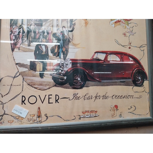 232 - Rover The Car for the Occasion framed advertising print. {64 cm H x 52 cm W}.