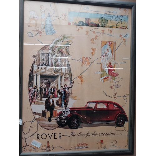 232 - Rover The Car for the Occasion framed advertising print. {64 cm H x 52 cm W}.