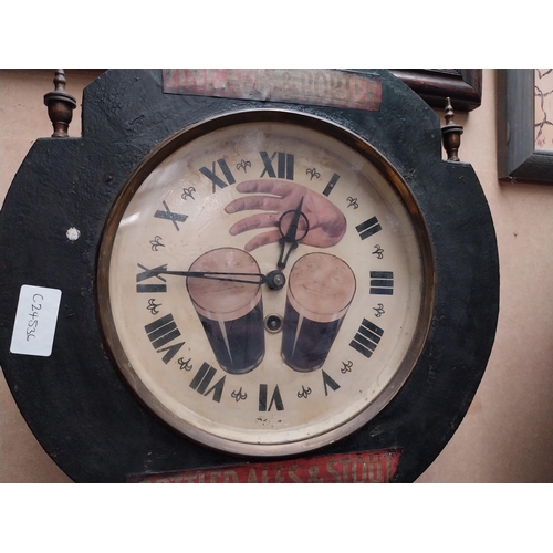 233 - Unusual Guinness bottled ales and stouts advertising wooden wall clock. {34 cm H x 34 cm W}.