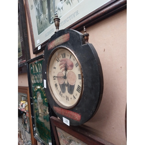 233 - Unusual Guinness bottled ales and stouts advertising wooden wall clock. {34 cm H x 34 cm W}.