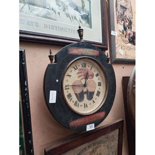 233 - Unusual Guinness bottled ales and stouts advertising wooden wall clock. {34 cm H x 34 cm W}.