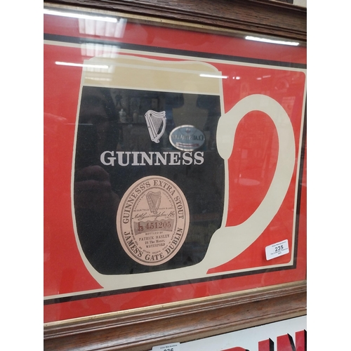 235 - Guinness Patrick Hanley of Waterford framed advertising print {42 cm H x 52 cm W}.