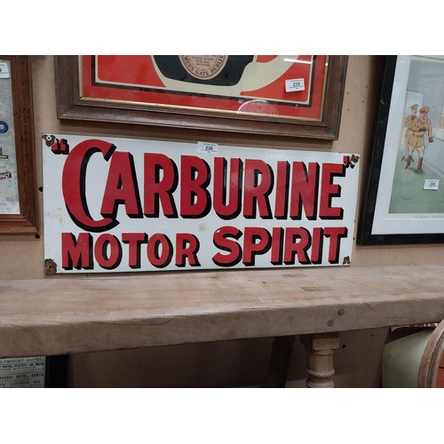 236 - Carburine Motor Spirit enamel advertising sign. {24 cm H x 81 cm W}.