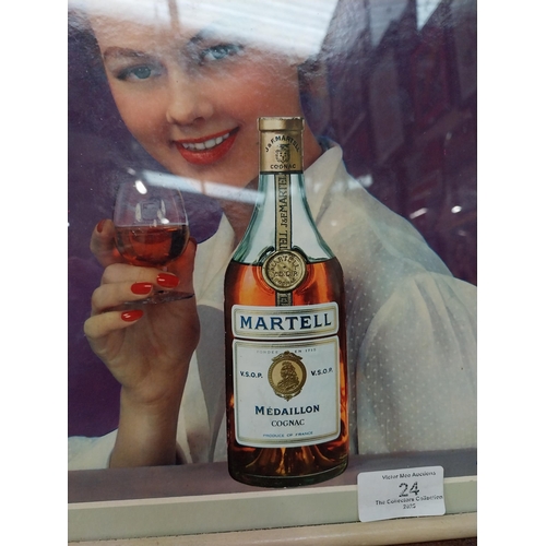 24 - Martell framed advertising show card.