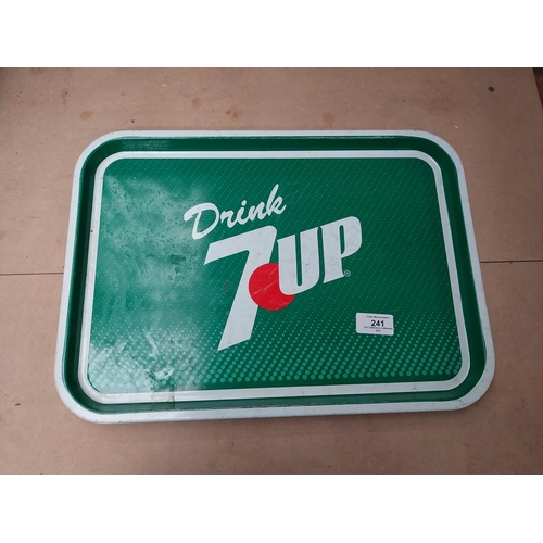 241 - Drink 7up tin plate drink�s tray. {42 cm H x 30 cm W}.